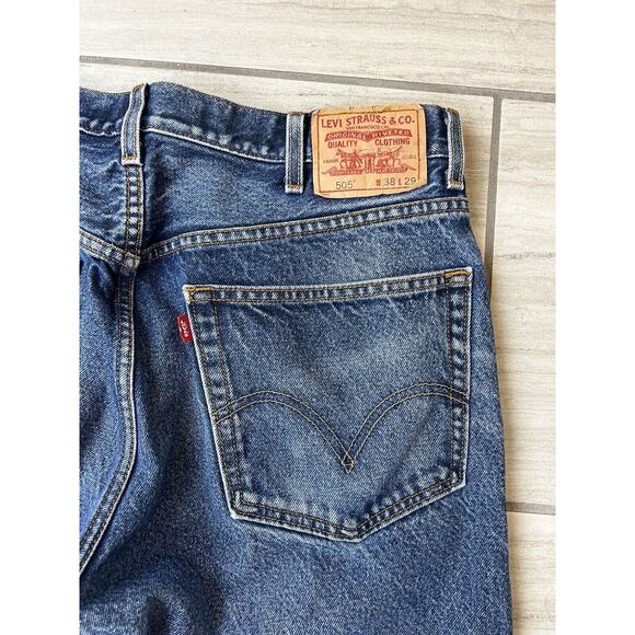 Levi's 505 Regular Fit 38x29 Blue Jeans 100% Cotton‎ Denim Heavy Casual Work Y2K - Picture 3 of 6